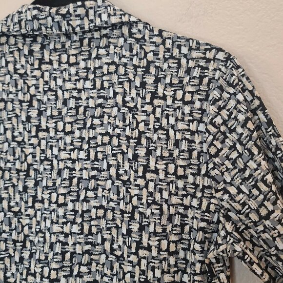 Faded Glory Top Womens Medium Brown Black Print Knit Popover Collared Casual - Picture 8 of 12